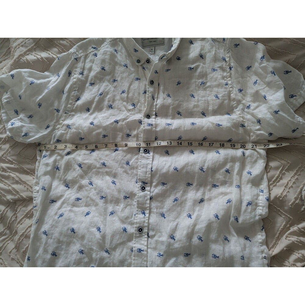 Report Collection Resort Linen Shirt Mens XL SS Button Down Nautical Lobster - Picture 9 of 9